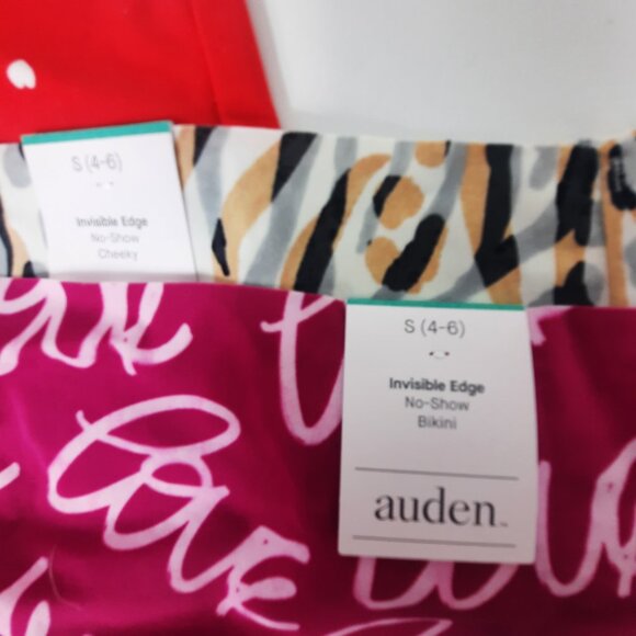 Set of 5 Small Auden Panties Black Red Pink Animal Print Cheekies Invisible Edge - Picture 4 of 4